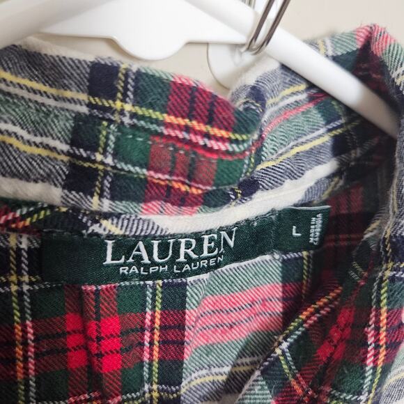 Lauren Ralph Lauren Plaid Pajama Shirt Sz Large - Picture 5 of 8